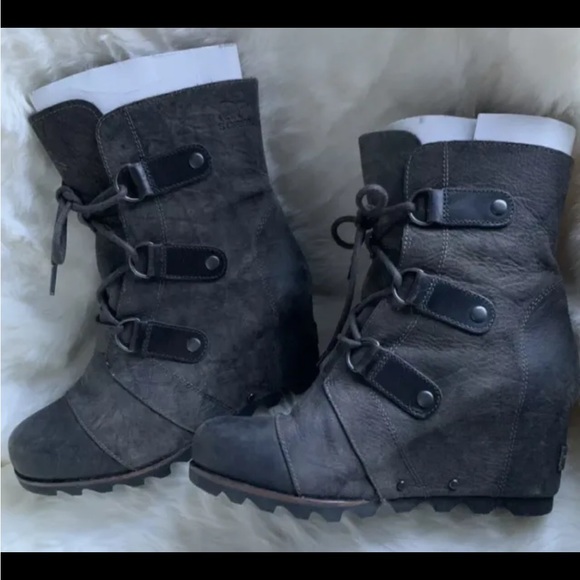 NIB Sorel Joan of Arctic Wedge Black Womens Sz 9 NEW W BOX main image 4